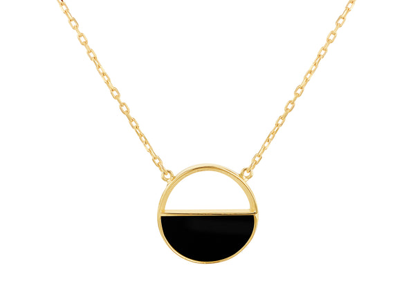 9ct Yellow Gold Black Onyx Crescent Pendant