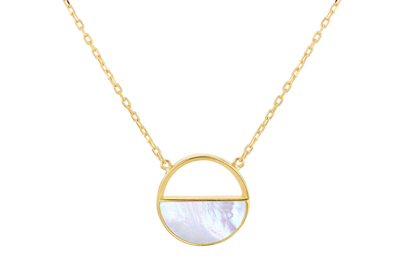 9ct Yellow Gold Mother Of Pearl Crescent Pendant