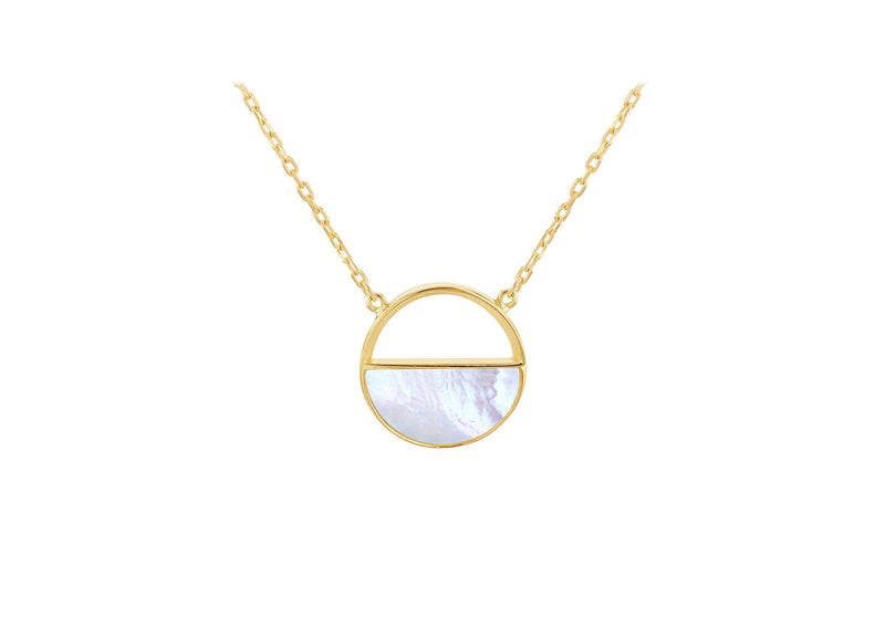 9ct Yellow Gold Mother Of Pearl Crescent Pendant