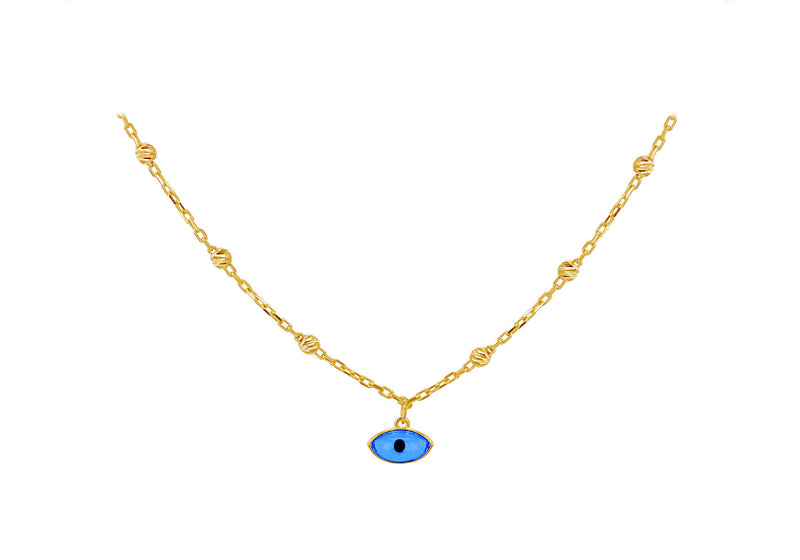 9ct Yellow Gold Evil Eye Ball Chain Pendant