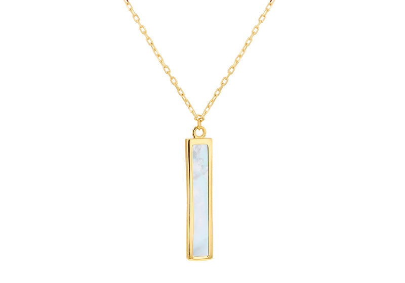 9ct Yellow Gold Mother Of Pearl Bar Necklace