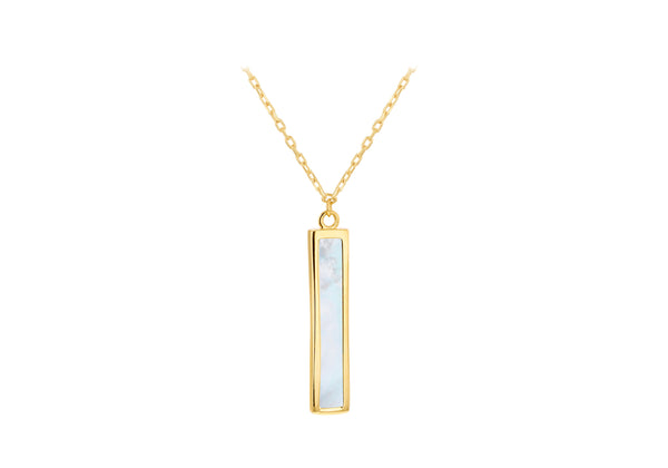 9ct Yellow Gold Mother Of Pearl Bar Necklace