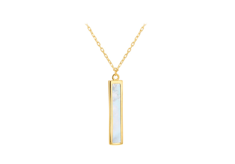 9ct Yellow Gold Mother Of Pearl Bar Necklace