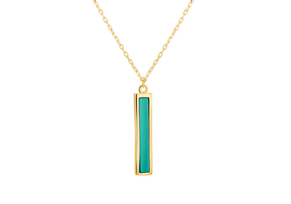 9ct Yellow Gold Malachite Bar Necklace