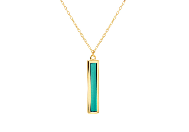 9ct Yellow Gold Malachite Bar Necklace