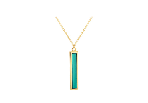 9ct Yellow Gold Malachite Bar Necklace
