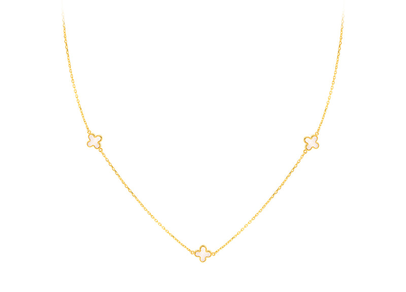 9ct Yellow Gold Mother of Pearl Clover Necklace