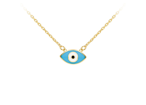 9ct Yellow Gold Evil Eye Pendant Necklace
