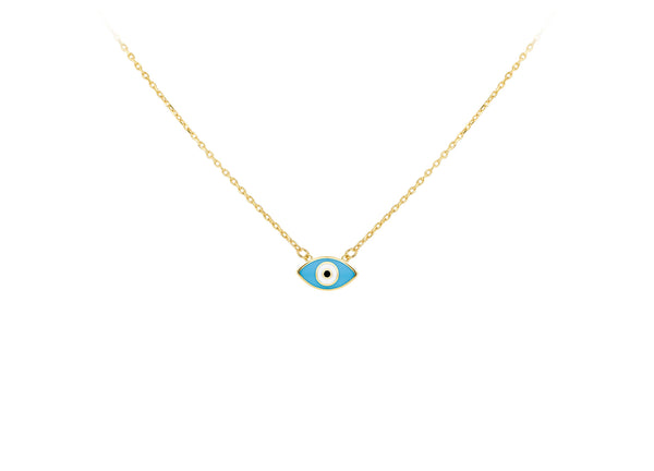 9ct Yellow Gold Evil Eye Pendant Necklace