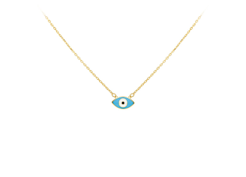 9ct Yellow Gold Evil Eye Pendant Necklace