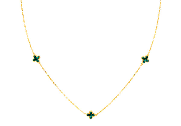 9ct Yellow Gold Malachite Petals Necklace
