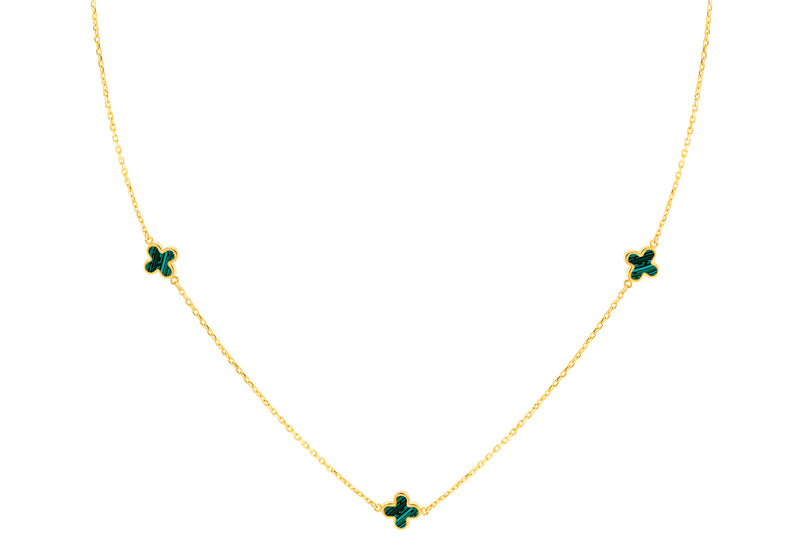 9ct Yellow Gold Malachite Petals Necklace