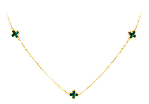 9ct Yellow Gold Malachite Petals Necklace