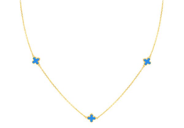 9ct Yellow Gold Turquoise Petals Necklace