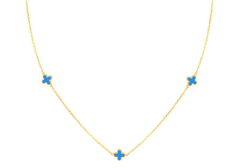 9ct Yellow Gold Turquoise Petals Necklace