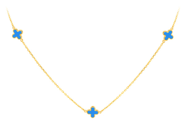9ct Yellow Gold Turquoise Petals Necklace