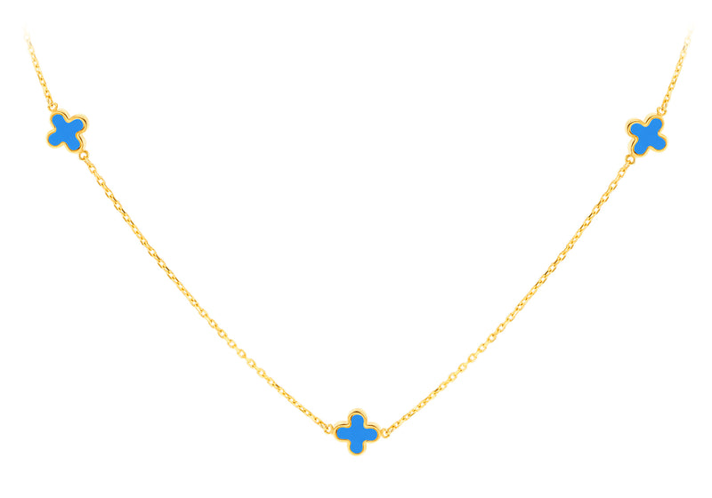 9ct Yellow Gold Turquoise Petals Necklace