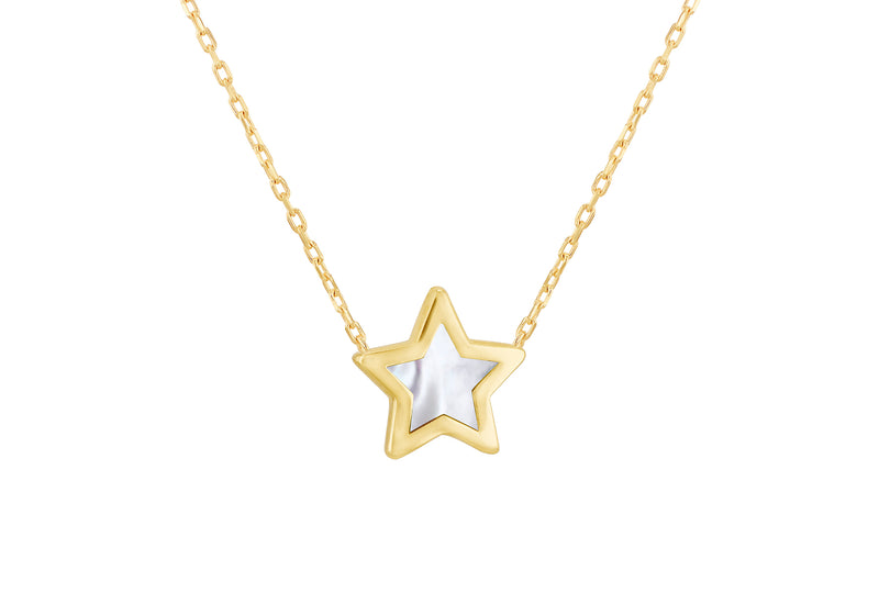9ct Yellow Gold Mother Of Pearl Star Necklet