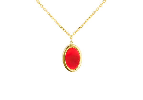 9ct Yellow Gold Oval Carnelian Necklace