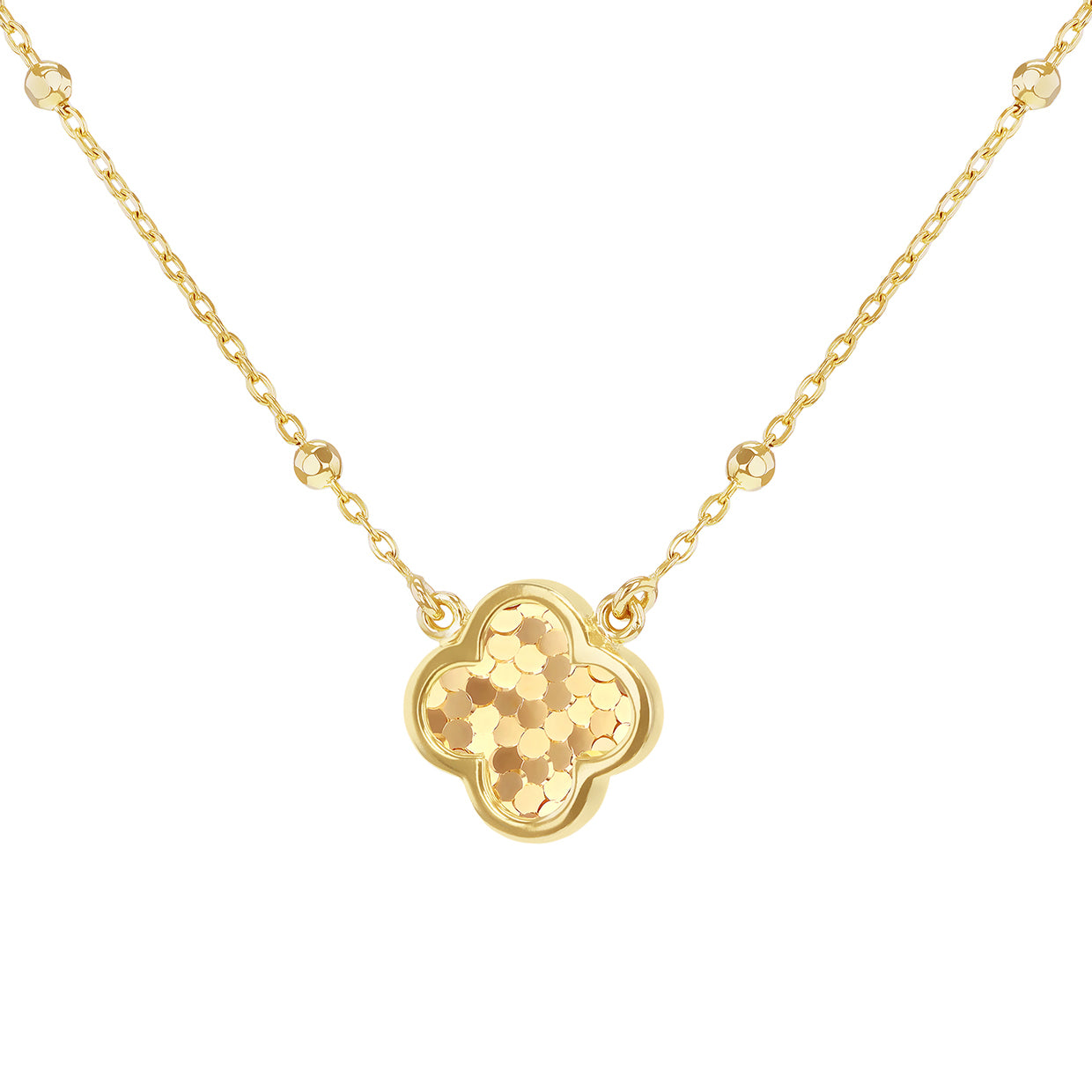 9ct Yellow Gold Clover Adjustable Trace & Ball Chain Necklace