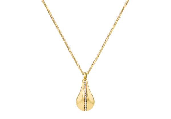 9ct Yellow Gold White Zirconia Teardrop Pendant