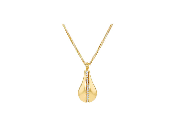 9ct Yellow Gold White Zirconia Teardrop Pendant