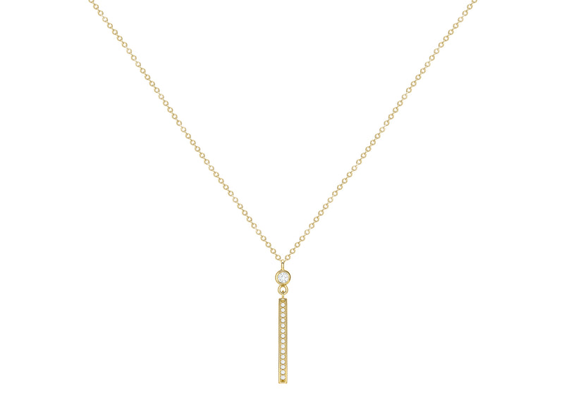 9ct Yellow Gold White Zirconia Graduated Bar Necklace