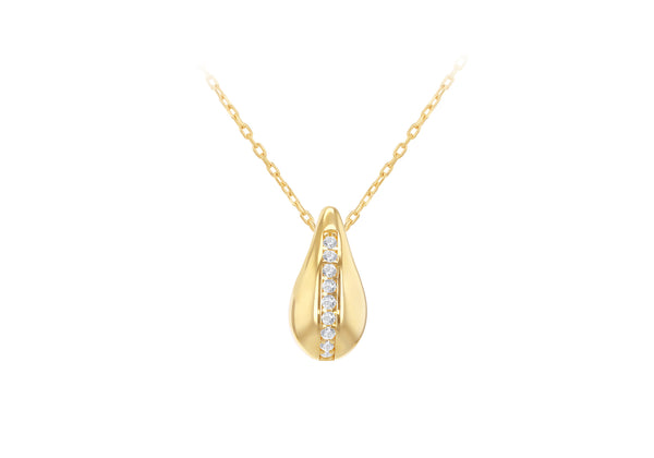 9ct Yellow Gold White Zirconia Teardrop Necklace