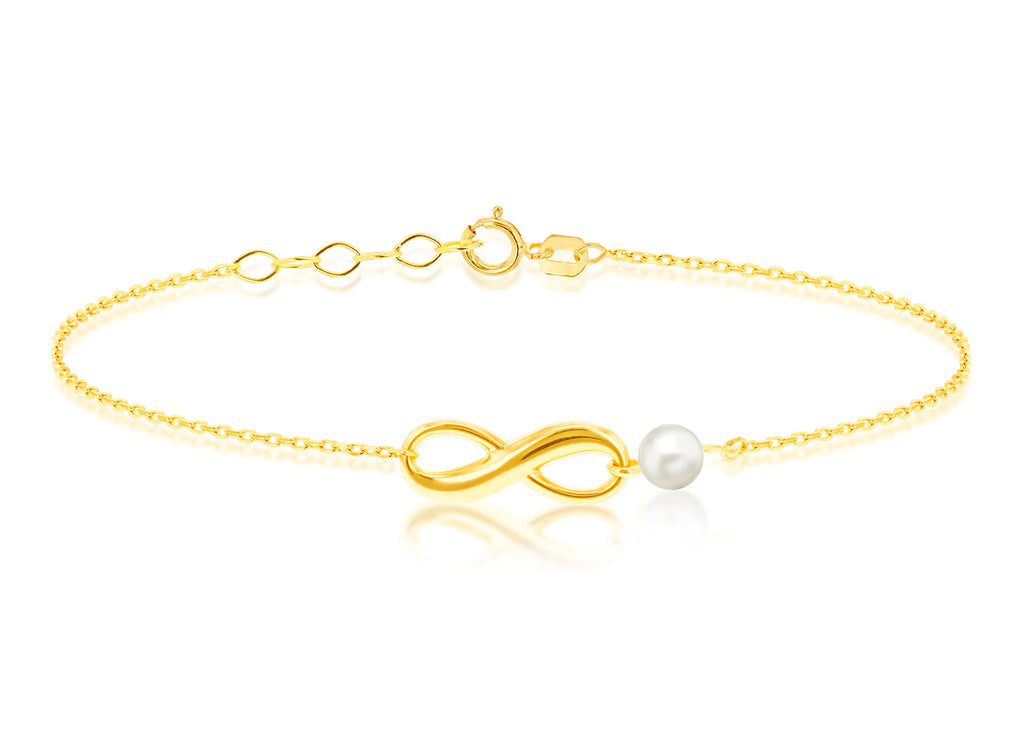 9ct Yellow Gold Freshwater Pearl Infinity Bracelet