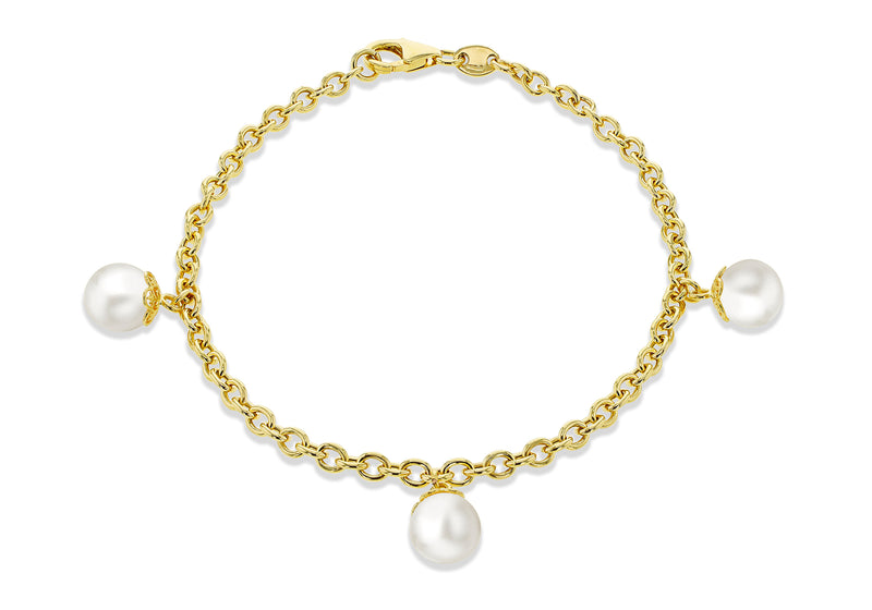 9ct Yellow Gold Freshwater Pearl Drop Bracelet