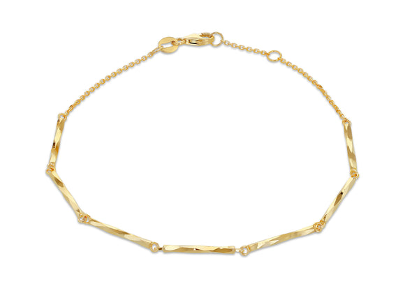 9ct Yellow Gold Trace Diamond Cut Bar Bracelet