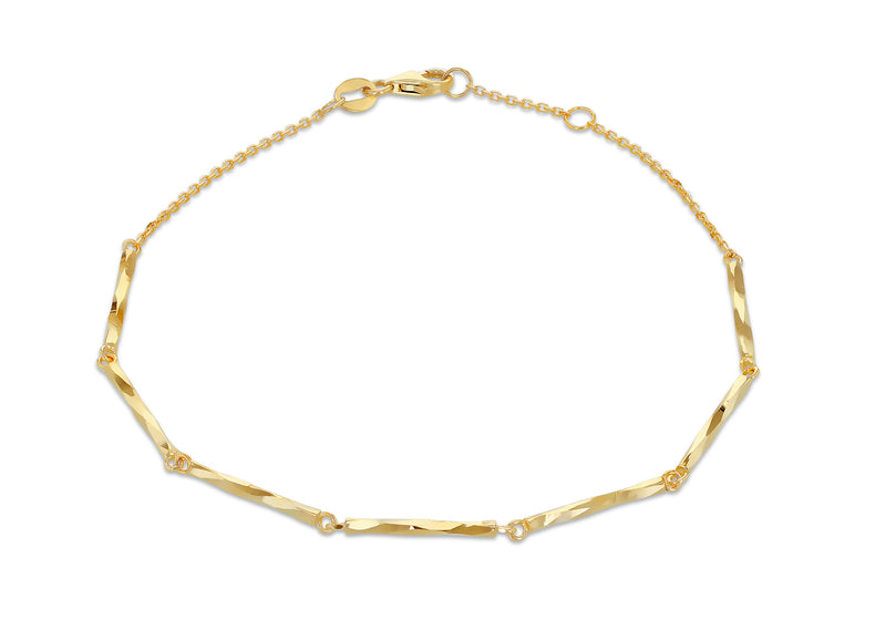 9ct Yellow Gold Trace Diamond Cut Bar Bracelet