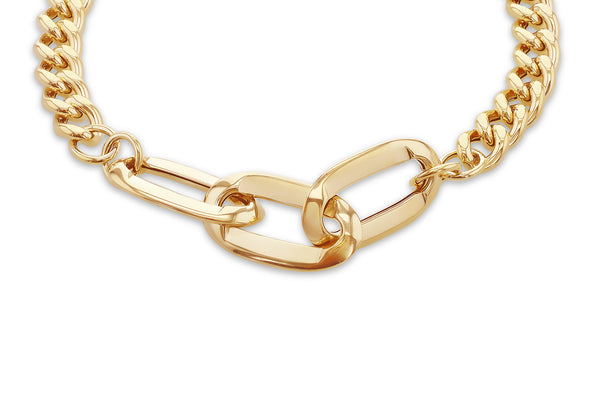 9ct Yellow Gold Curb Links Station Bracelet