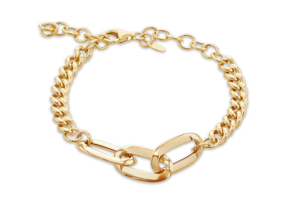 9ct Yellow Gold Curb Links Station Bracelet