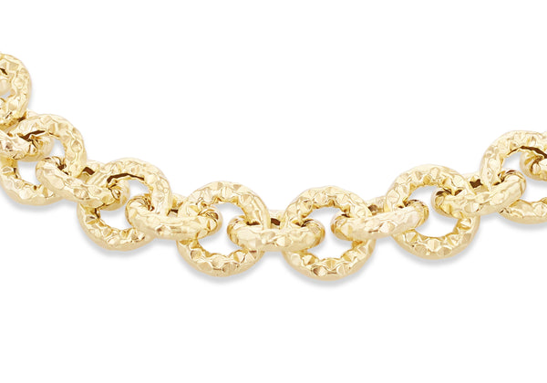 9ct Yellow Gold Grained Belcher Links Bracelet