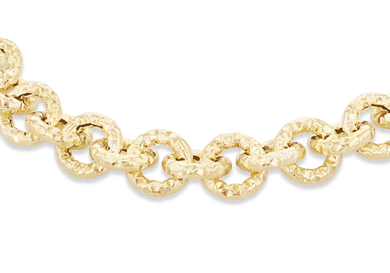 9ct Yellow Gold Grained Belcher Links Bracelet