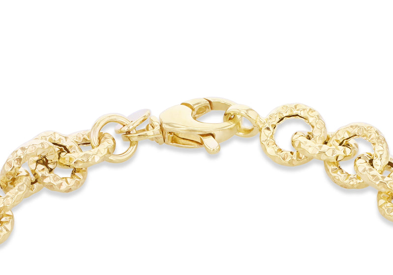 9ct Yellow Gold Grained Belcher Links Bracelet
