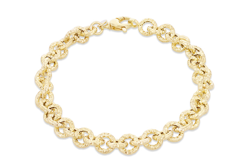 9ct Yellow Gold Grained Belcher Links Bracelet