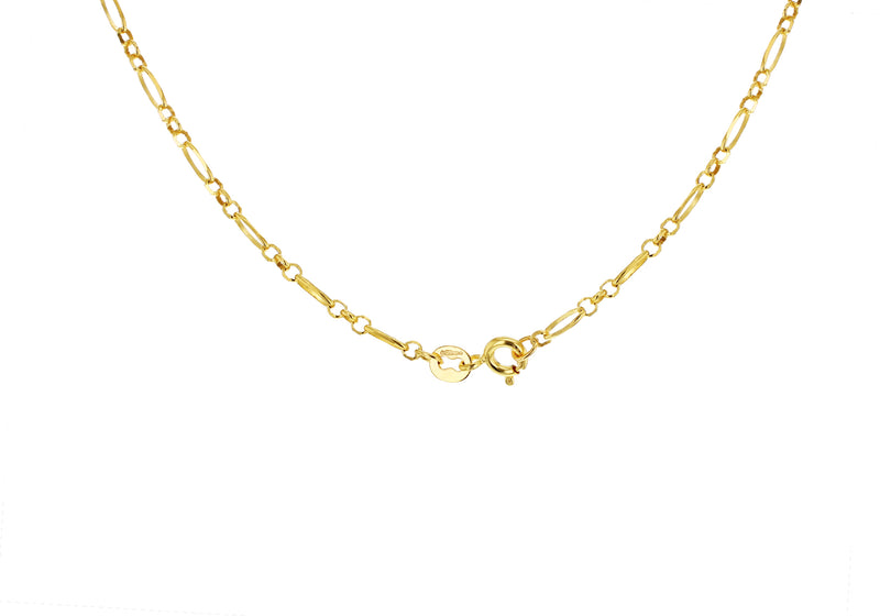 9ct Yellow Gold Diamond Cut Figaro Belcher Chain Bracelet