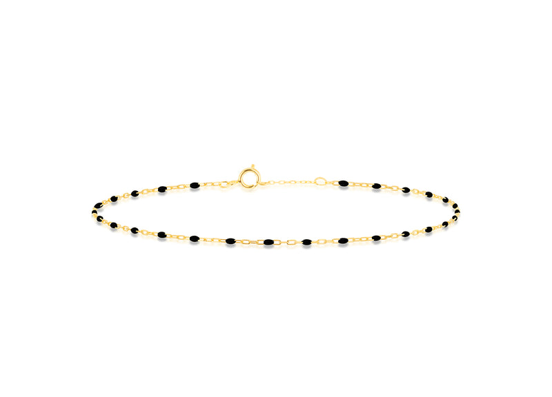 9ct Yellow Gold Black Enamel Mini Chain Bracelet