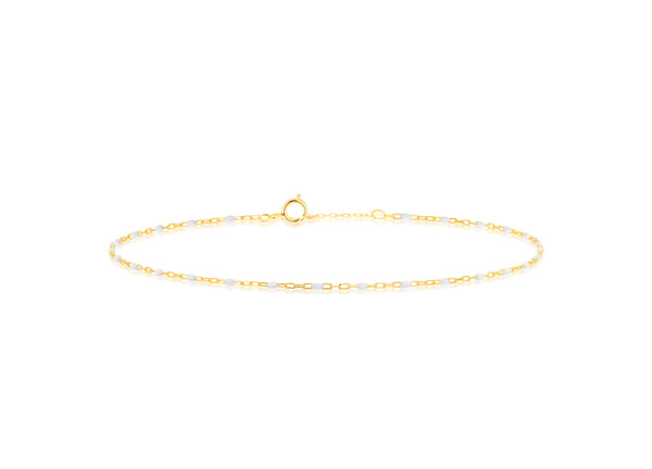 9ct Yellow White Enamel Mini Paper Chain Bracelet