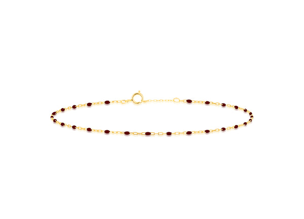 9ct Yellow Gold Red Enamel Mini Links Bracelet