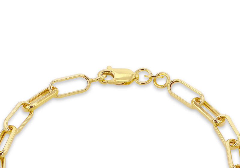 9ct Yellow Gold Faceted Paper Chain Links Bracelet