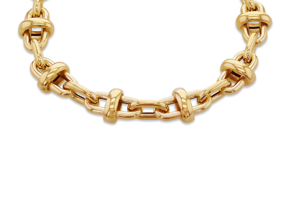9ct Yellow Gold Round Oval Interlocked Links Bracelet