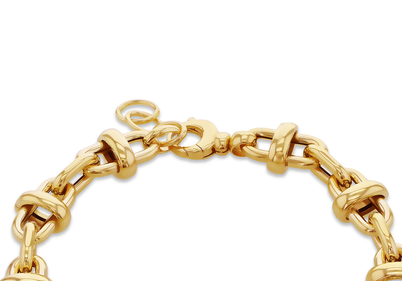 9ct Yellow Gold Round Oval Interlocked Links Bracelet