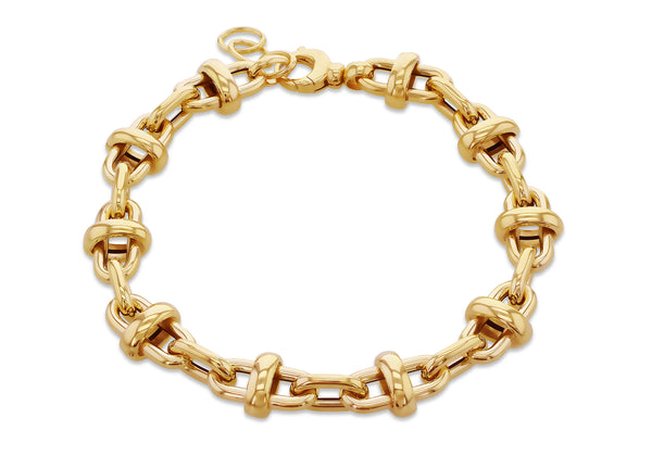9ct Yellow Gold Round Oval Interlocked Links Bracelet