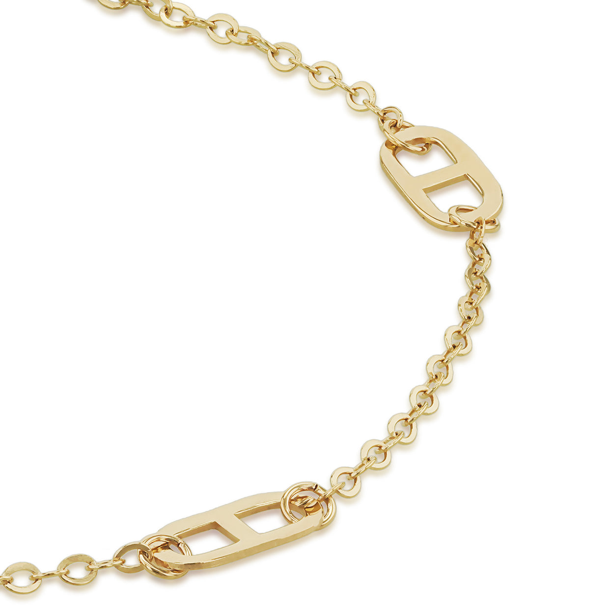 9ct Yellow Gold Geometric Link Station Bracelet