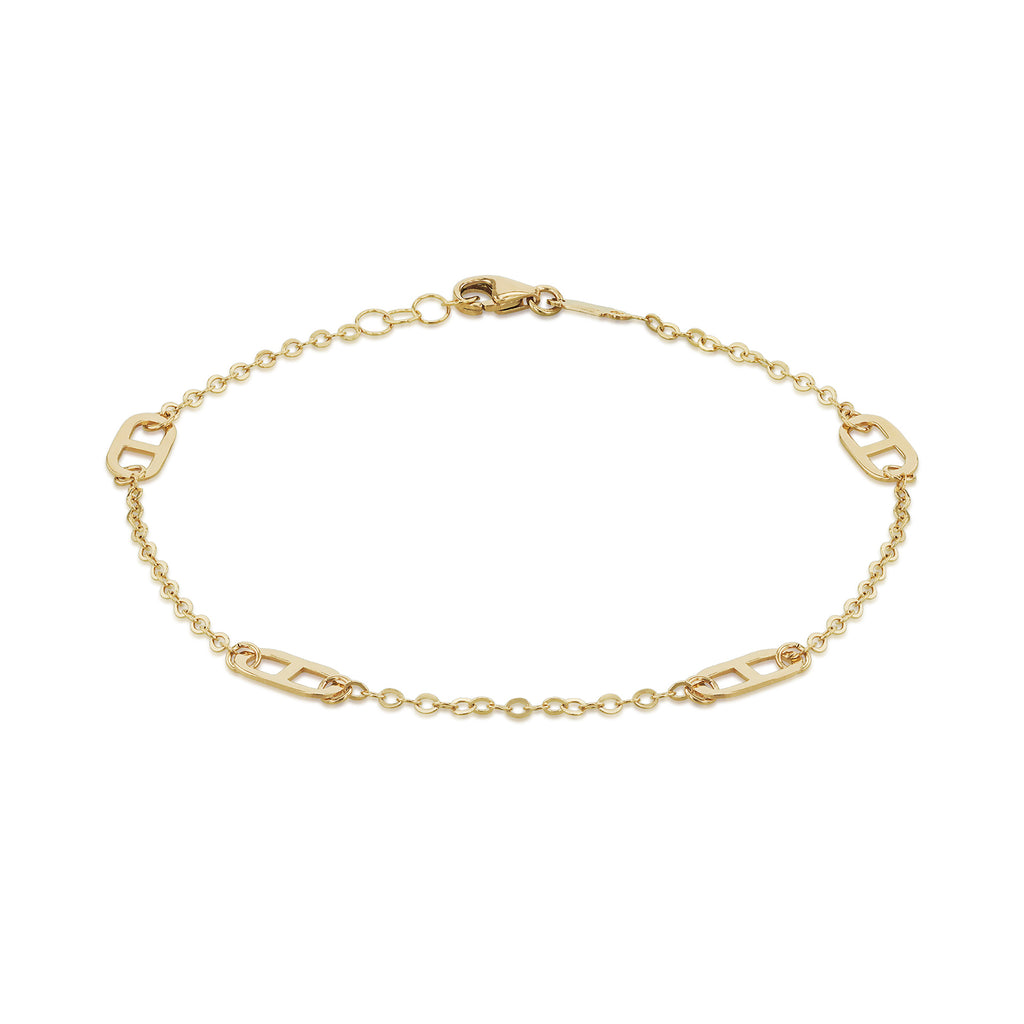 9ct Yellow Gold Geometric Link Station Bracelet