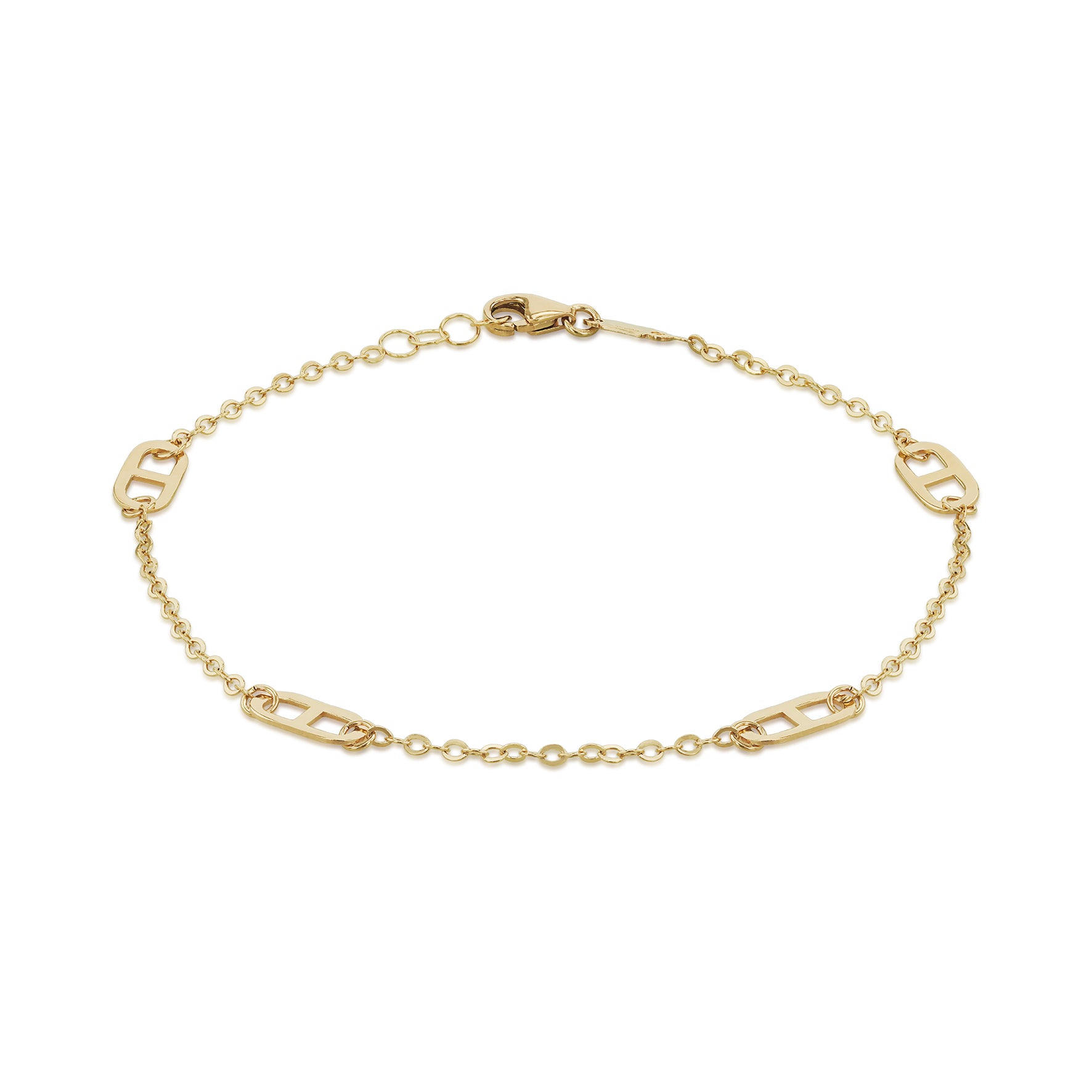 9ct Yellow Gold Geometric Link Station Bracelet