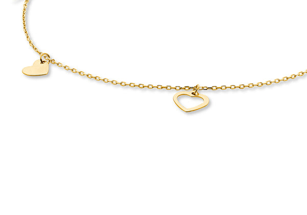 9ct Yellow Gold Hearts Links Bracelet